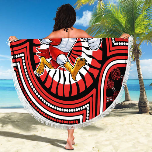 Sydney Swans Beach Blanket Indigenous Monochrome Dot Art Mascot Style