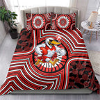 Sydney Swans Bedding Set Indigenous Monochrome Dot Art Mascot Style
