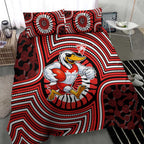 Sydney Swans Bedding Set Indigenous Monochrome Dot Art Mascot Style