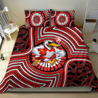 Sydney Swans Bedding Set Indigenous Monochrome Dot Art Mascot Style