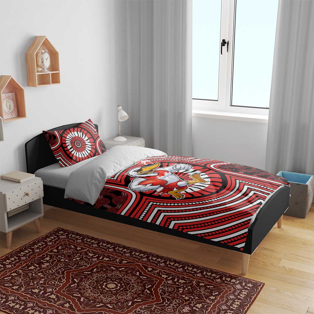 Sydney Swans Bedding Set Indigenous Monochrome Dot Art Mascot Style
