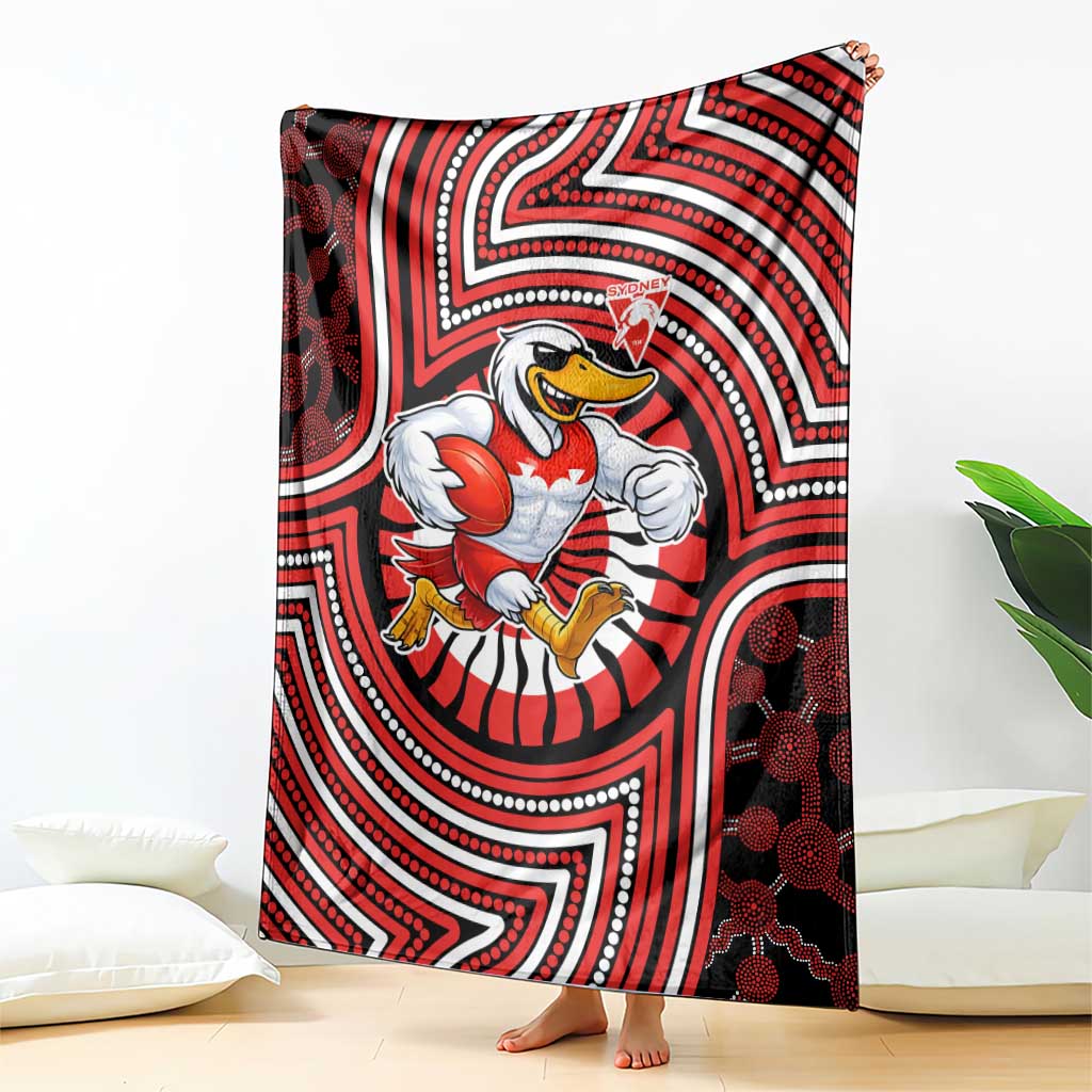 Sydney Swans Blanket Indigenous Monochrome Dot Art Mascot Style