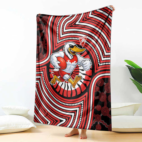 Sydney Swans Blanket Indigenous Monochrome Dot Art Mascot Style
