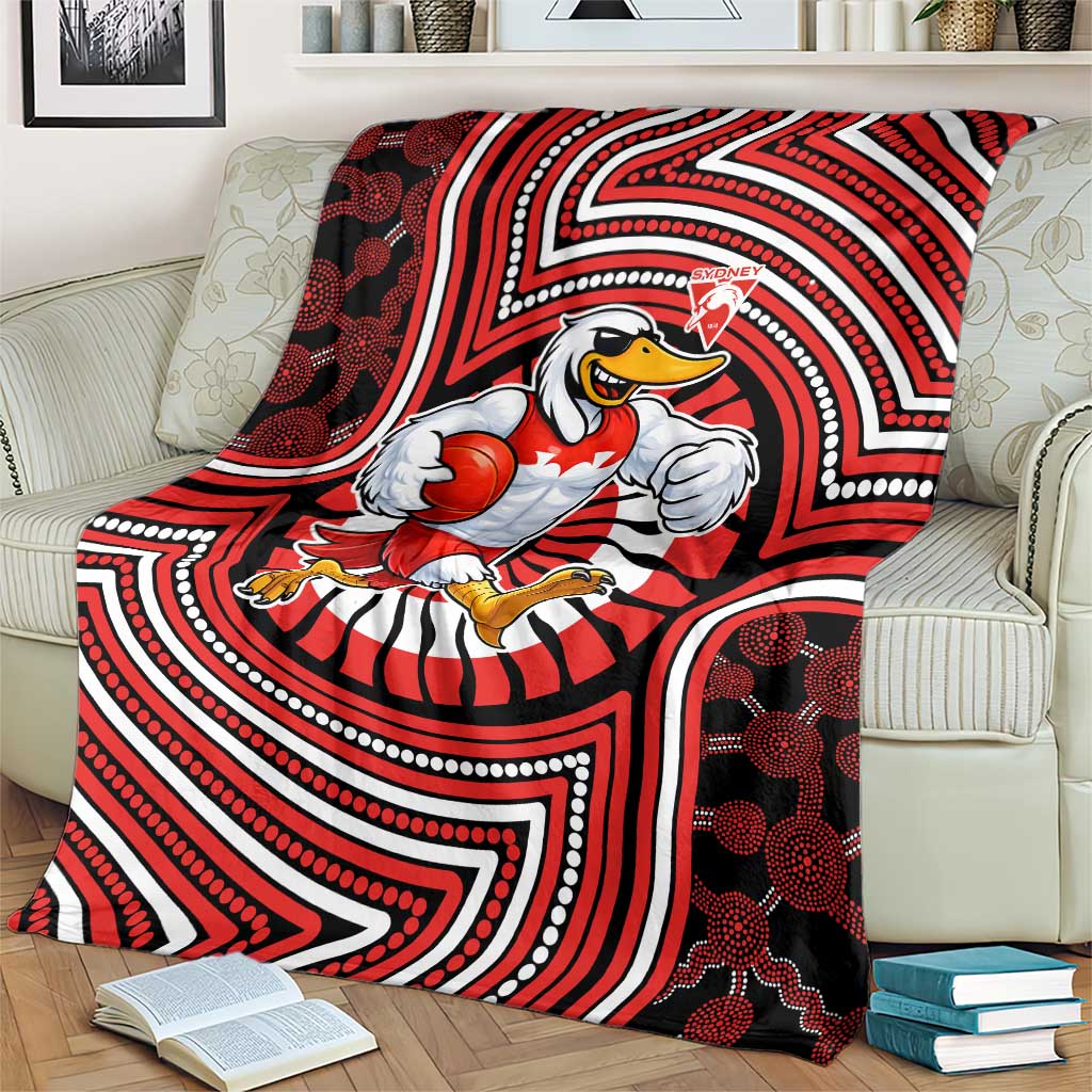 Sydney Swans Blanket Indigenous Monochrome Dot Art Mascot Style