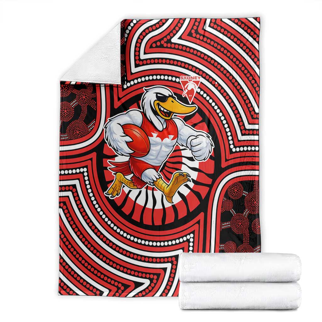 Sydney Swans Blanket Indigenous Monochrome Dot Art Mascot Style