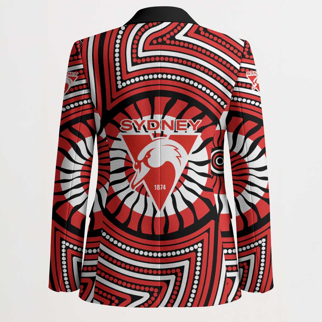 Sydney Swans Blazer Indigenous Monochrome Dot Art Mascot Style