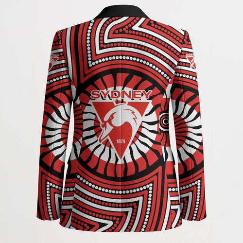 Sydney Swans Blazer Indigenous Monochrome Dot Art Mascot Style