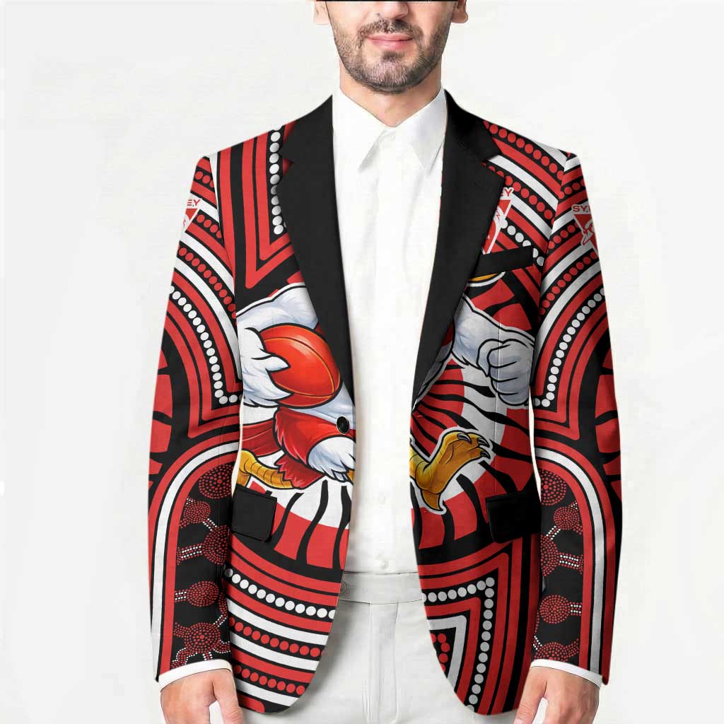 Sydney Swans Blazer Indigenous Monochrome Dot Art Mascot Style
