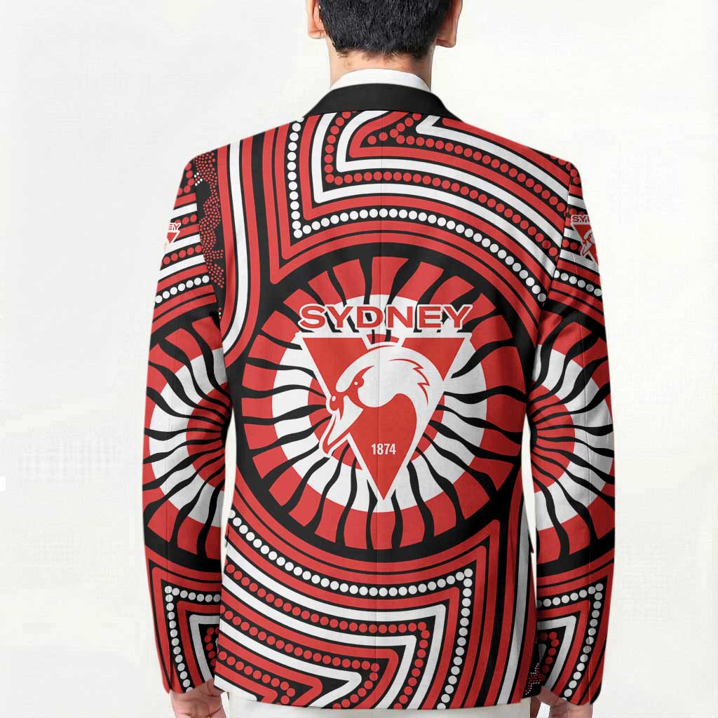 Sydney Swans Blazer Indigenous Monochrome Dot Art Mascot Style