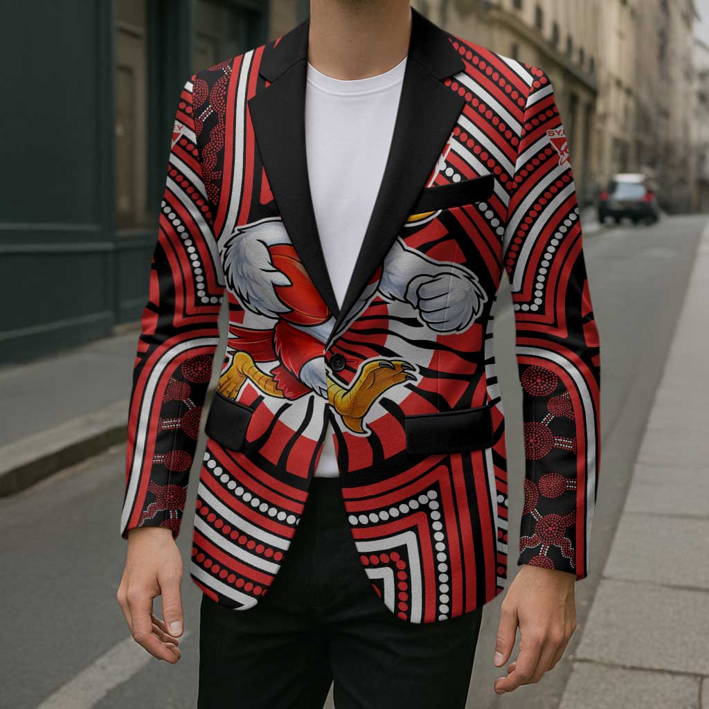 Sydney Swans Blazer Indigenous Monochrome Dot Art Mascot Style