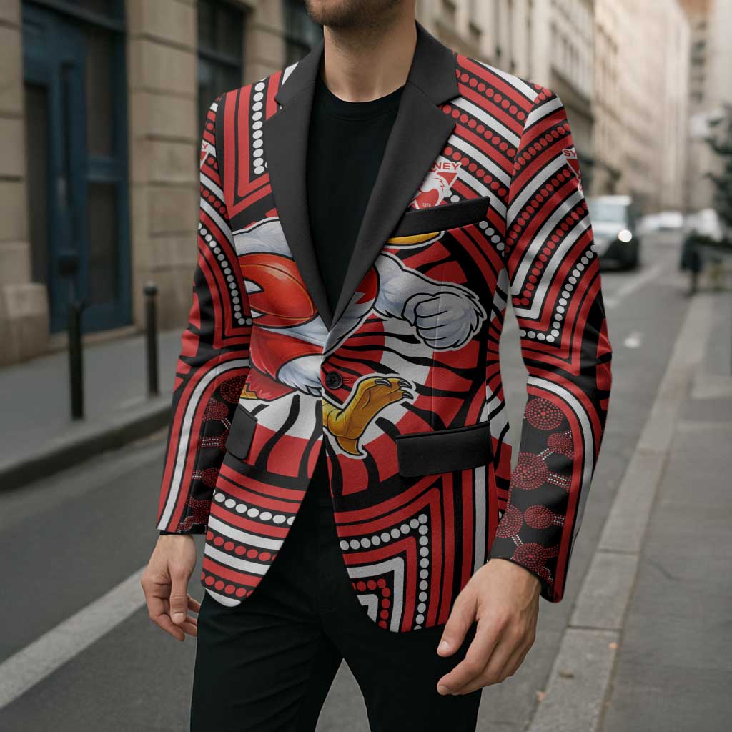 Sydney Swans Blazer Indigenous Monochrome Dot Art Mascot Style