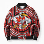 Sydney Swans Bomber Puffer Jacket Indigenous Monochrome Dot Art Mascot Style