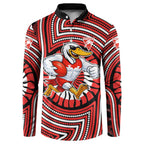 Sydney Swans Button Sweatshirt Indigenous Monochrome Dot Art Mascot Style