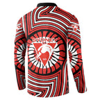 Sydney Swans Button Sweatshirt Indigenous Monochrome Dot Art Mascot Style