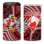 Sydney Swans 4 in 1 Can Cooler Tumbler Indigenous Monochrome Dot Art Mascot Style