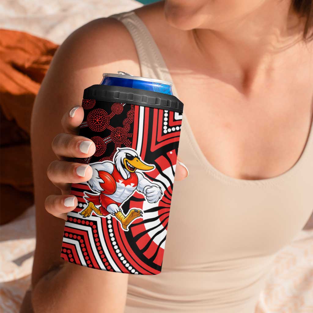 Sydney Swans 4 in 1 Can Cooler Tumbler Indigenous Monochrome Dot Art Mascot Style