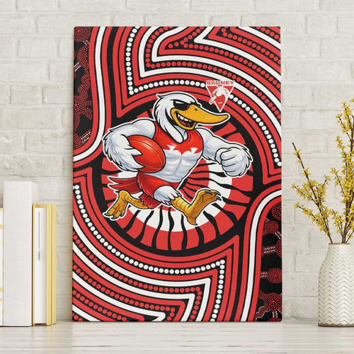 Sydney Swans Canvas Wall Art Indigenous Monochrome Dot Art Mascot Style