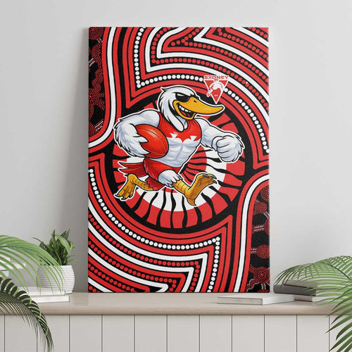 Sydney Swans Canvas Wall Art Indigenous Monochrome Dot Art Mascot Style