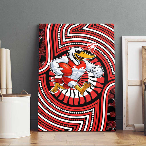 Sydney Swans Canvas Wall Art Indigenous Monochrome Dot Art Mascot Style
