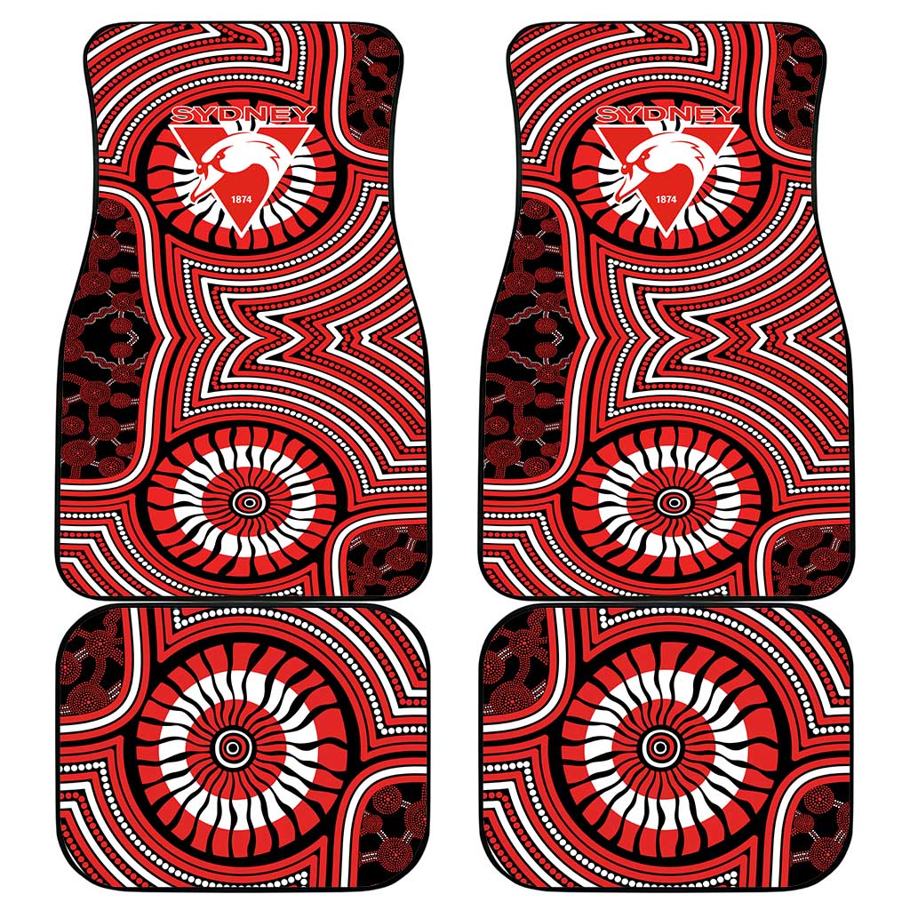 Sydney Swans Car Mats Indigenous Monochrome Dot Art Mascot Style