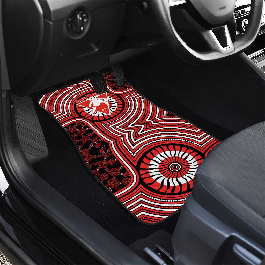 Sydney Swans Car Mats Indigenous Monochrome Dot Art Mascot Style