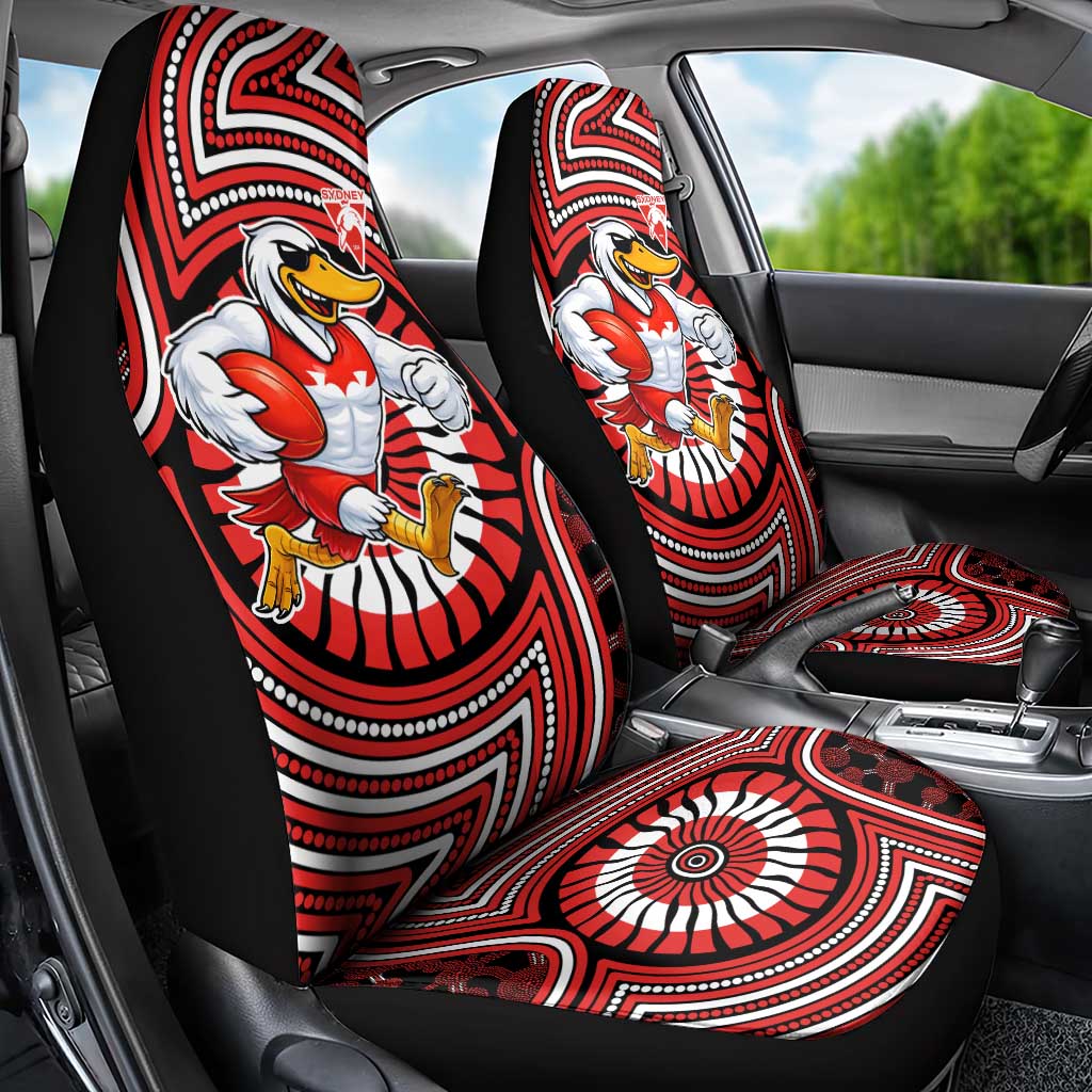 Sydney Swans Car Seat Cover Indigenous Monochrome Dot Art Mascot Style
