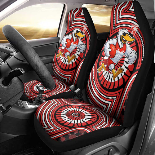 Sydney Swans Car Seat Cover Indigenous Monochrome Dot Art Mascot Style