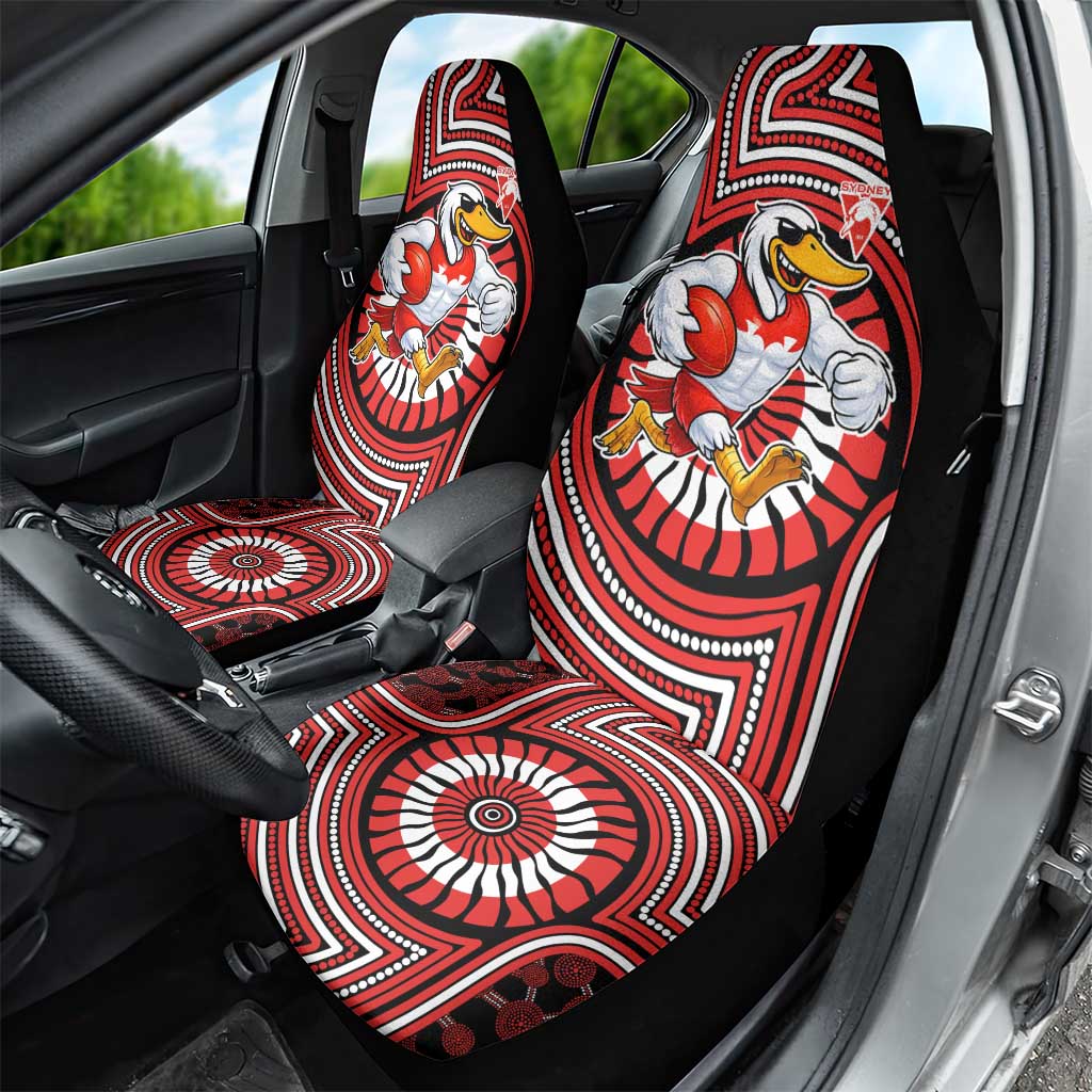 Sydney Swans Car Seat Cover Indigenous Monochrome Dot Art Mascot Style