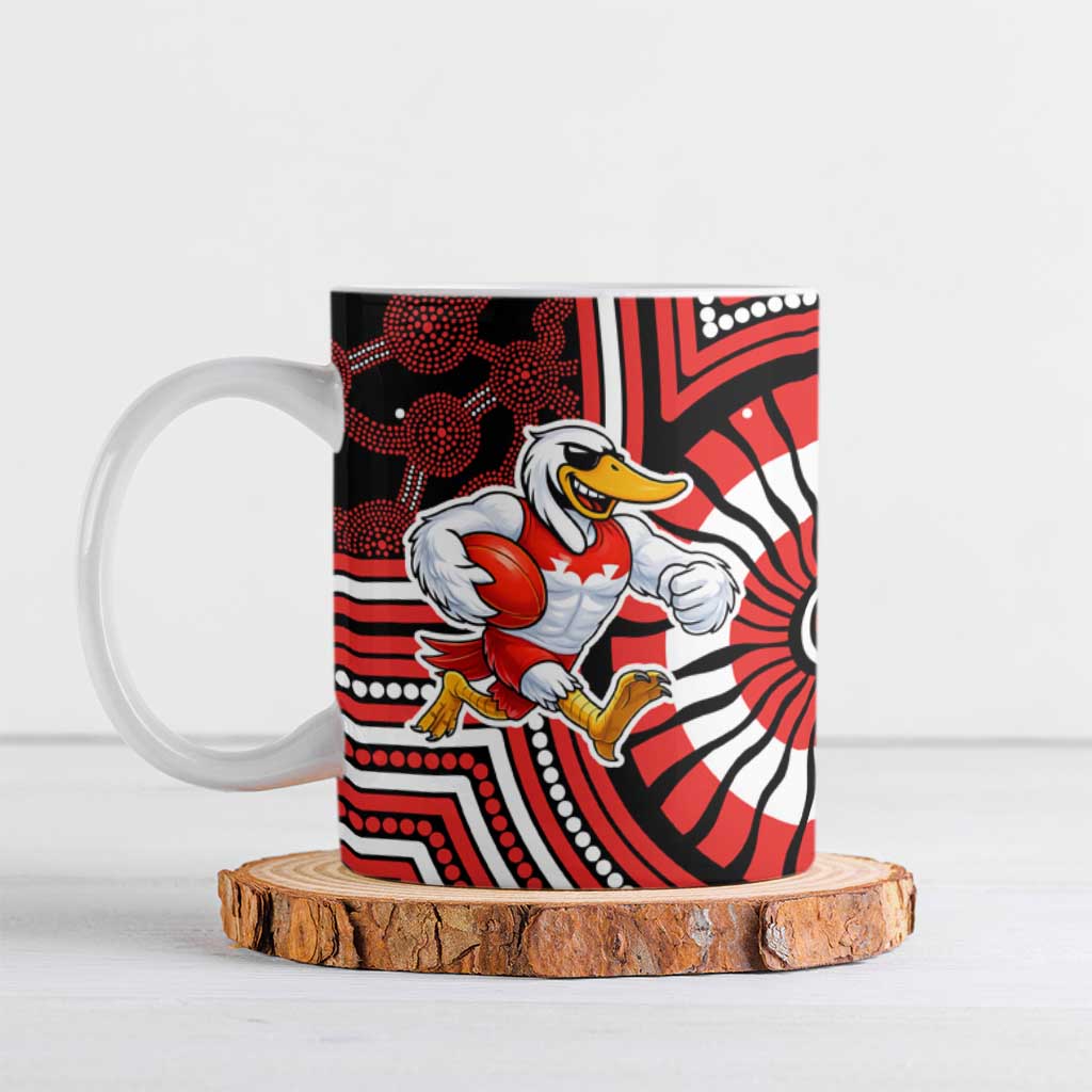 Sydney Swans Ceramic Mug Indigenous Monochrome Dot Art Mascot Style
