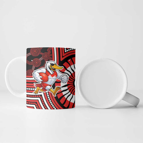 Sydney Swans Ceramic Mug Indigenous Monochrome Dot Art Mascot Style