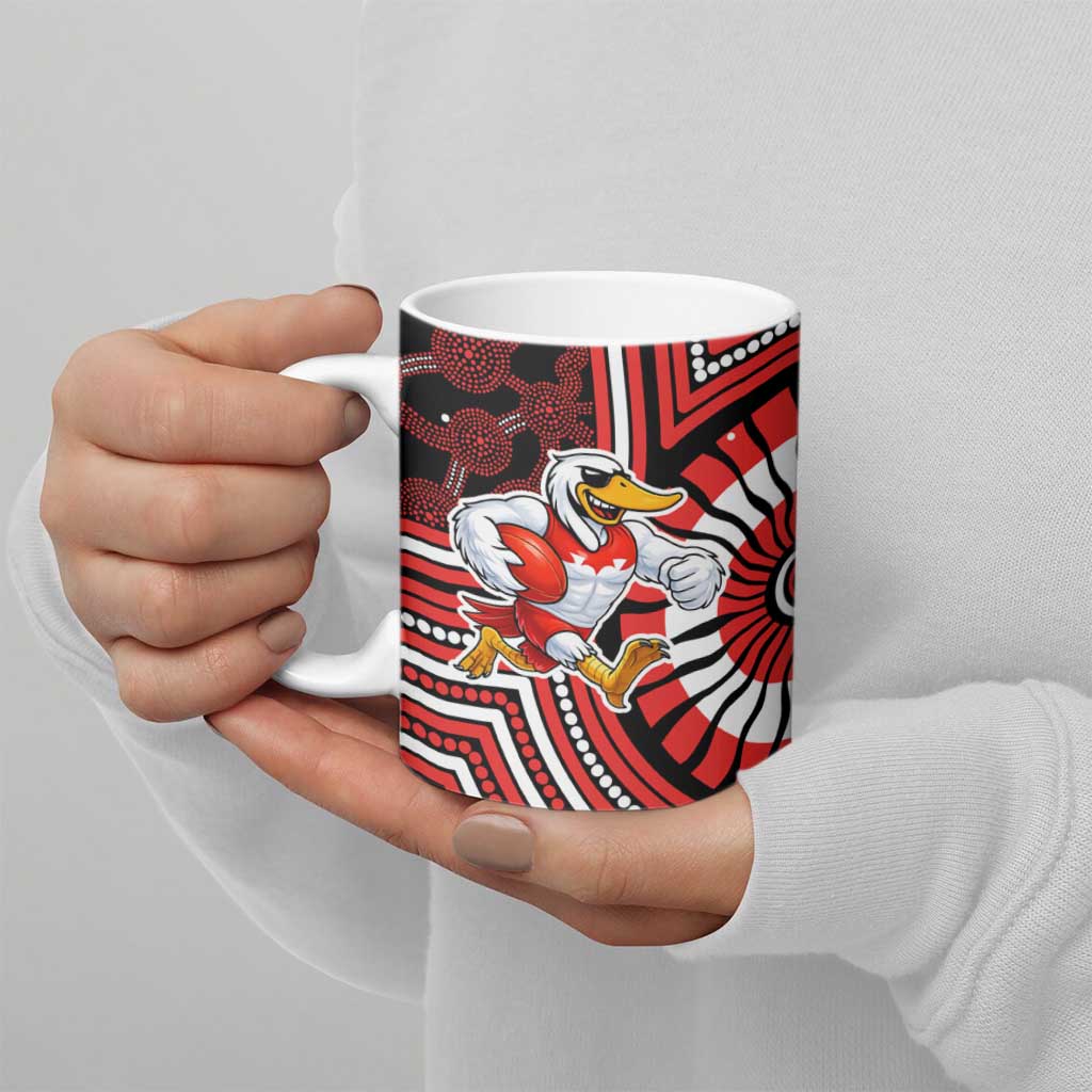 Sydney Swans Ceramic Mug Indigenous Monochrome Dot Art Mascot Style