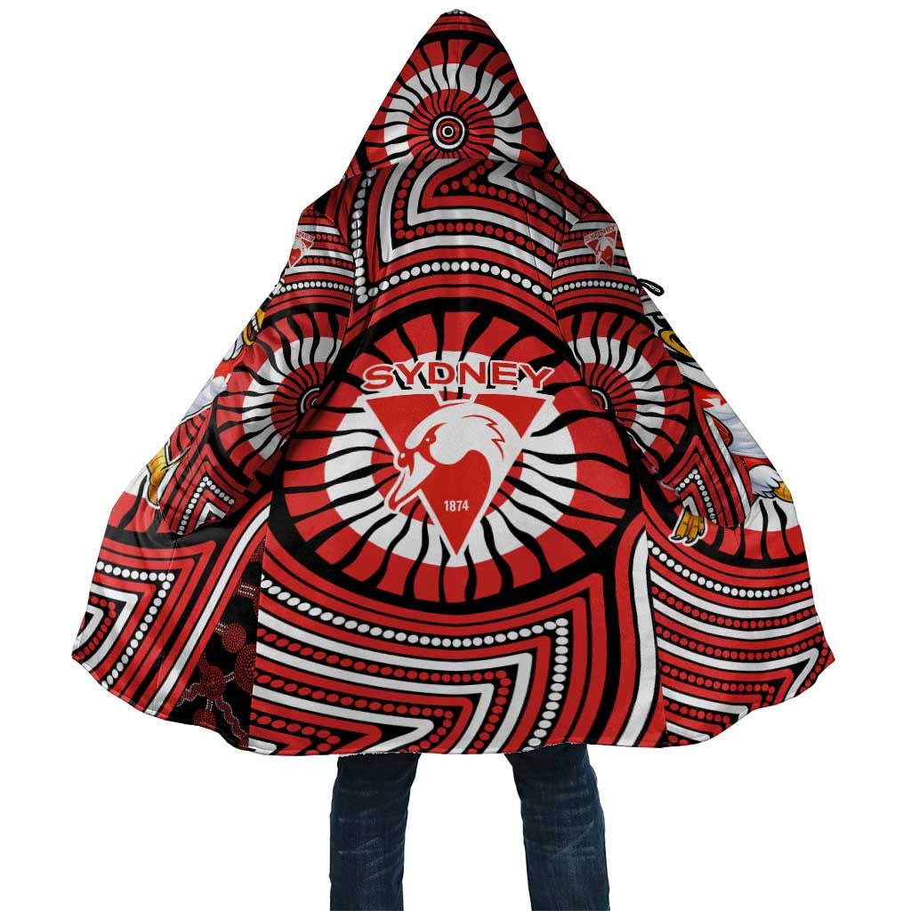 Sydney Swans Cloak Indigenous Monochrome Dot Art Mascot Style