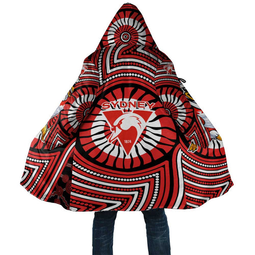 Sydney Swans Cloak Indigenous Monochrome Dot Art Mascot Style