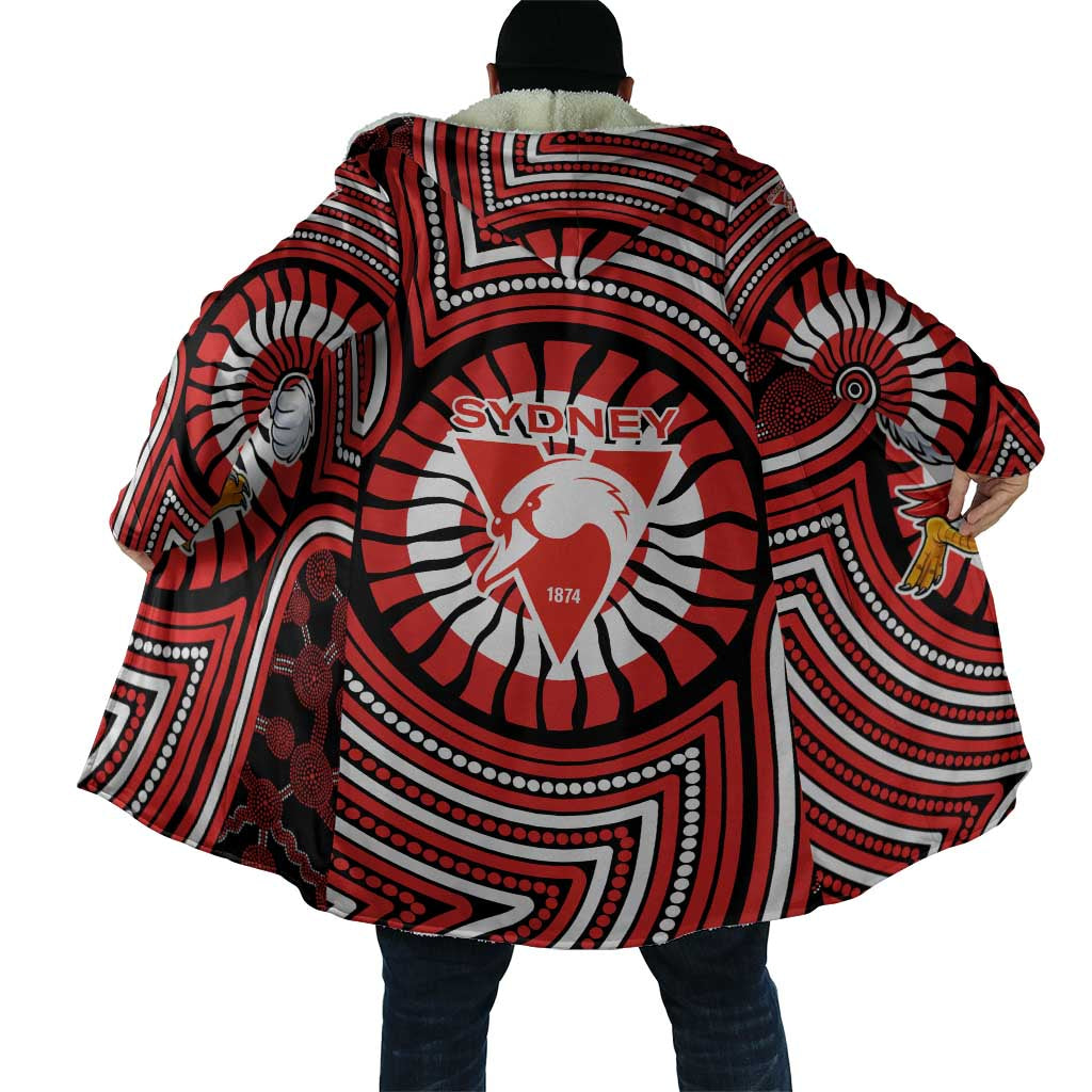 Sydney Swans Cloak Indigenous Monochrome Dot Art Mascot Style