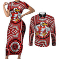 Sydney Swans Couples Matching Short Sleeve Bodycon Dress and Long Sleeve Button Shirt Indigenous Monochrome Dot Art Mascot Style