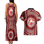 Sydney Swans Couples Matching Tank Maxi Dress and Hawaiian Shirt Indigenous Monochrome Dot Art Mascot Style