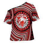Sydney Swans Cross Shoulder Shirt Indigenous Monochrome Dot Art Mascot Style