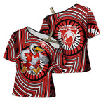 Sydney Swans Cross Shoulder Shirt Indigenous Monochrome Dot Art Mascot Style