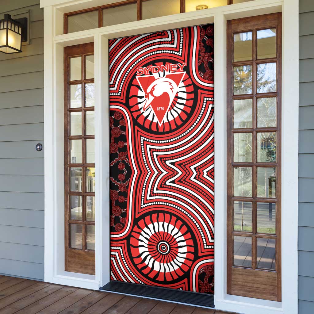 Sydney Swans Door Cover Indigenous Monochrome Dot Art Mascot Style