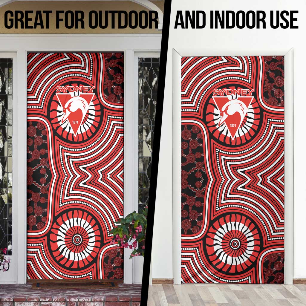 Sydney Swans Door Cover Indigenous Monochrome Dot Art Mascot Style