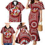Sydney Swans Family Matching Mermaid Dress and Hawaiian Shirt Indigenous Monochrome Dot Art Mascot Style