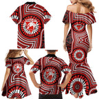 Sydney Swans Family Matching Mermaid Dress and Hawaiian Shirt Indigenous Monochrome Dot Art Mascot Style