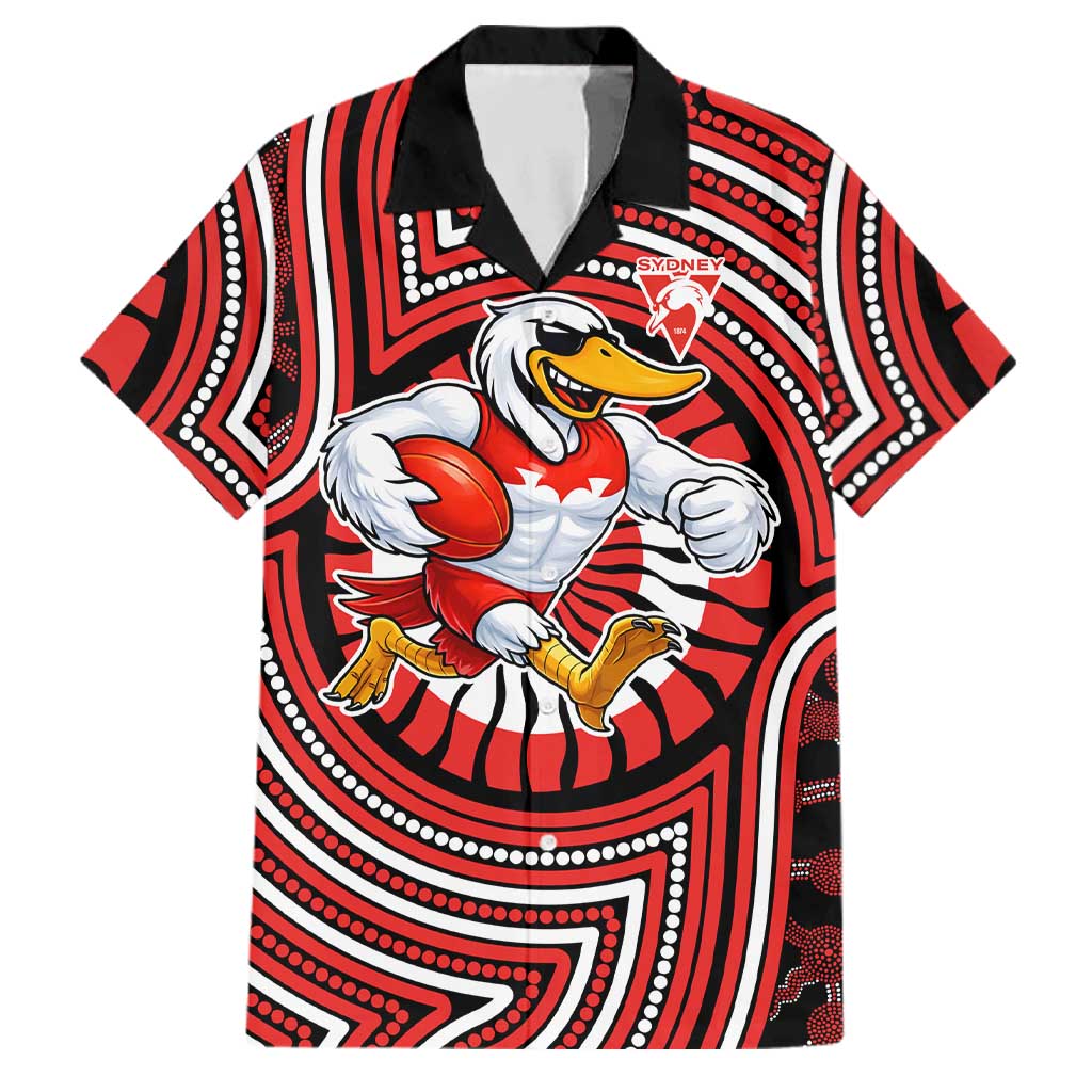 Sydney Swans Family Matching Mermaid Dress and Hawaiian Shirt Indigenous Monochrome Dot Art Mascot Style