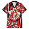 Sydney Swans Family Matching Off The Shoulder Long Sleeve Dress and Hawaiian Shirt Indigenous Monochrome Dot Art Mascot Style