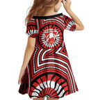 Sydney Swans Family Matching Off Shoulder Maxi Dress and Hawaiian Shirt Indigenous Monochrome Dot Art Mascot Style