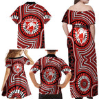 Sydney Swans Family Matching Off Shoulder Maxi Dress and Hawaiian Shirt Indigenous Monochrome Dot Art Mascot Style