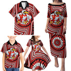 Sydney Swans Family Matching Puletasi and Hawaiian Shirt Indigenous Monochrome Dot Art Mascot Style