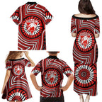 Sydney Swans Family Matching Puletasi and Hawaiian Shirt Indigenous Monochrome Dot Art Mascot Style