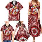 Sydney Swans Family Matching Summer Maxi Dress and Hawaiian Shirt Indigenous Monochrome Dot Art Mascot Style