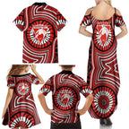 Sydney Swans Family Matching Summer Maxi Dress and Hawaiian Shirt Indigenous Monochrome Dot Art Mascot Style